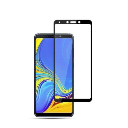 Samsung Galaxy A9 (2018) SM-A920F, Kijelzővédő fólia, ütésálló fólia (az íves részre is!), Tempered Glass (edzett üveg), fekete