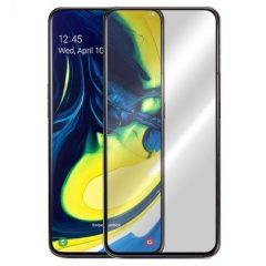   Samsung Galaxy A80 SM-A805F, Kijelzővédő fólia, ütésálló fólia (az íves részre is!), Tempered Glass (edzett üveg), small size, fekete