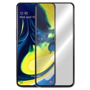   Samsung Galaxy A80 SM-A805F, Kijelzővédő fólia, ütésálló fólia (az íves részre is!), Tempered Glass (edzett üveg), small size, fekete