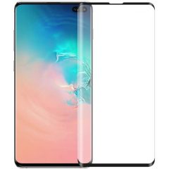   Samsung Galaxy S10 5G SM-G977, Kijelzővédő fólia, ütésálló fólia (az íves részre is!), Tempered Glass (edzett üveg), fekete