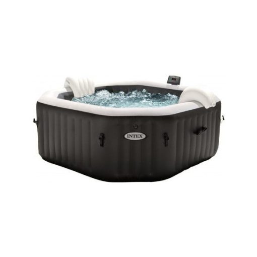 INTEX PureSPA Onyx Black Octagon jacuzzi, sóbontó készülékkel, 4 személyes, D201 x 71 cm, fekete / fehér (28458)